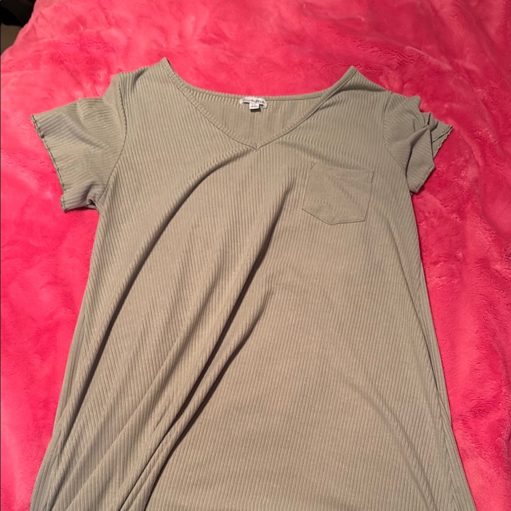 Love Fire Brown Asymmetrical Dress Short Sleeve Relaxed